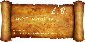 Lakó Borbála névjegykártya